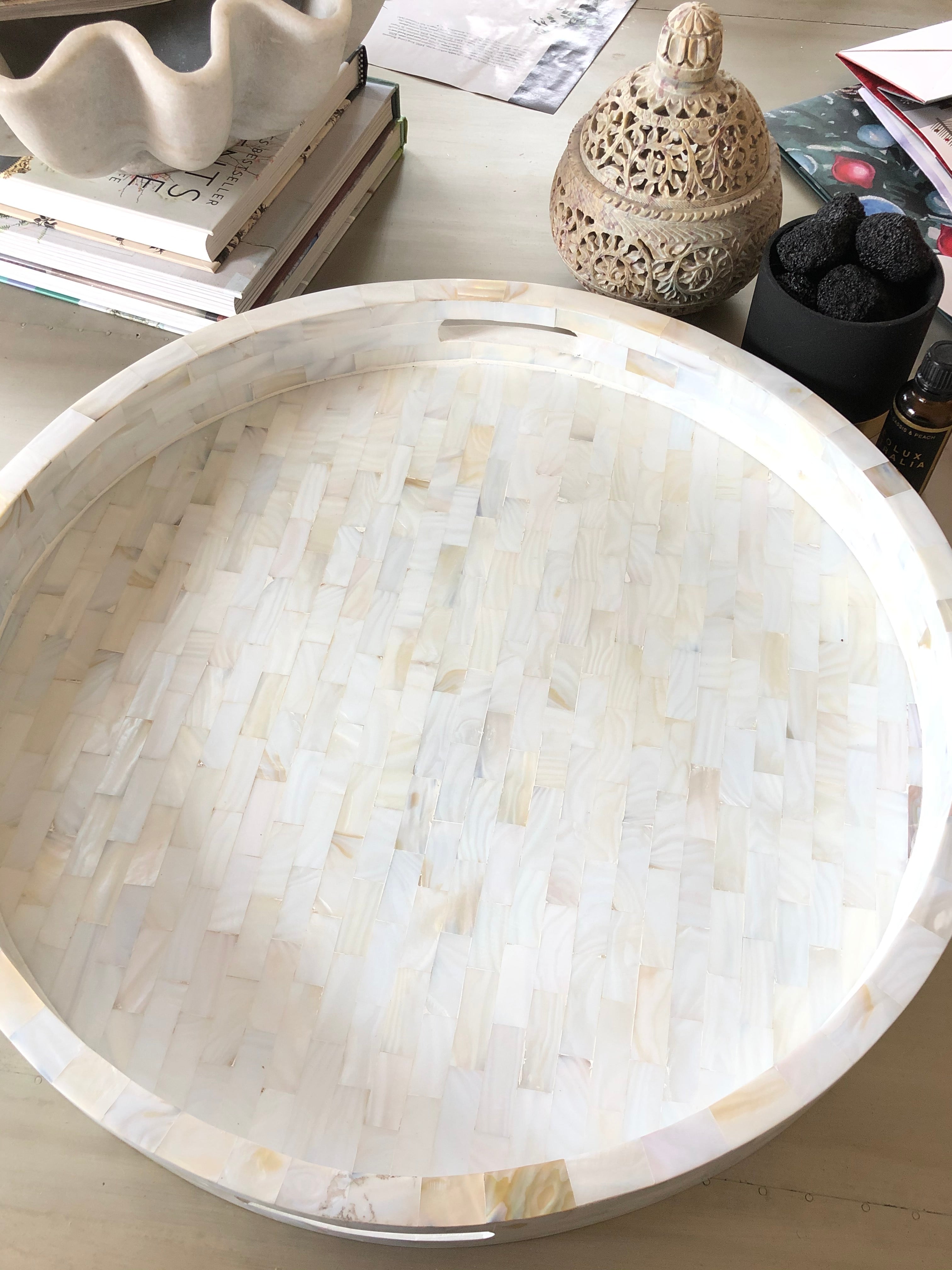 Mother of Pearl Inlay Trivet in Black