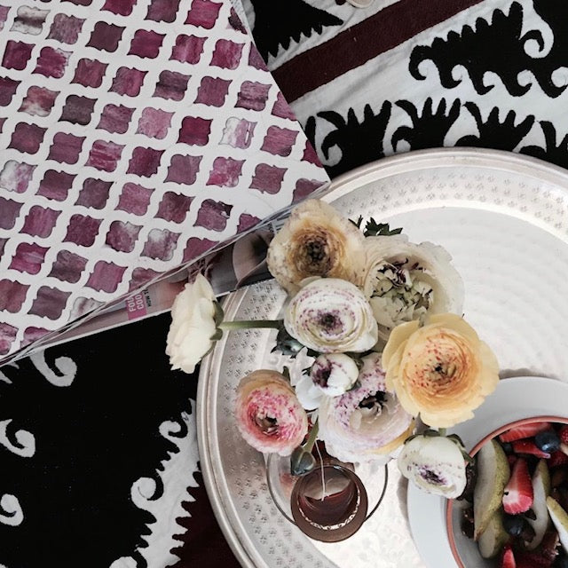 Zohi Interiors Signature Collection : Bone Inlay Large Box in Marrakech/Raspberry