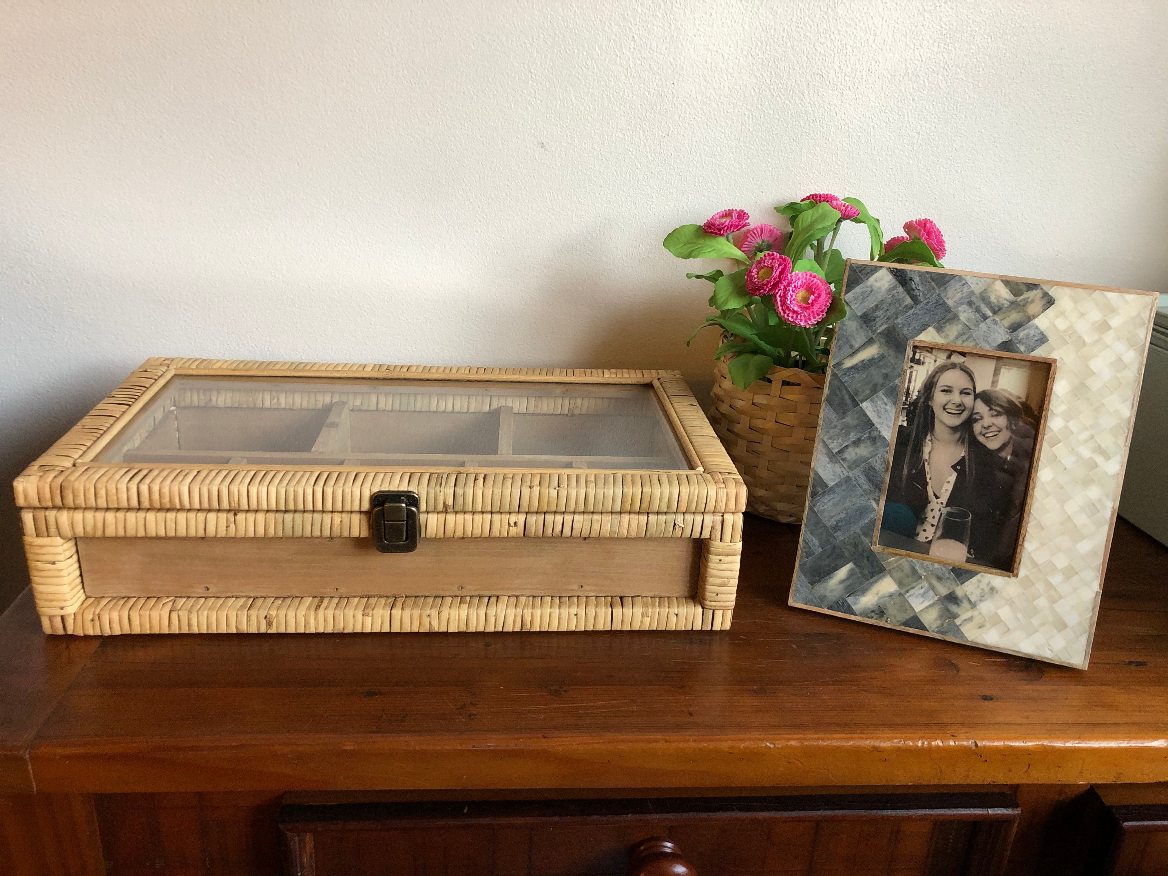 Rattan & Glass Display Box - Small