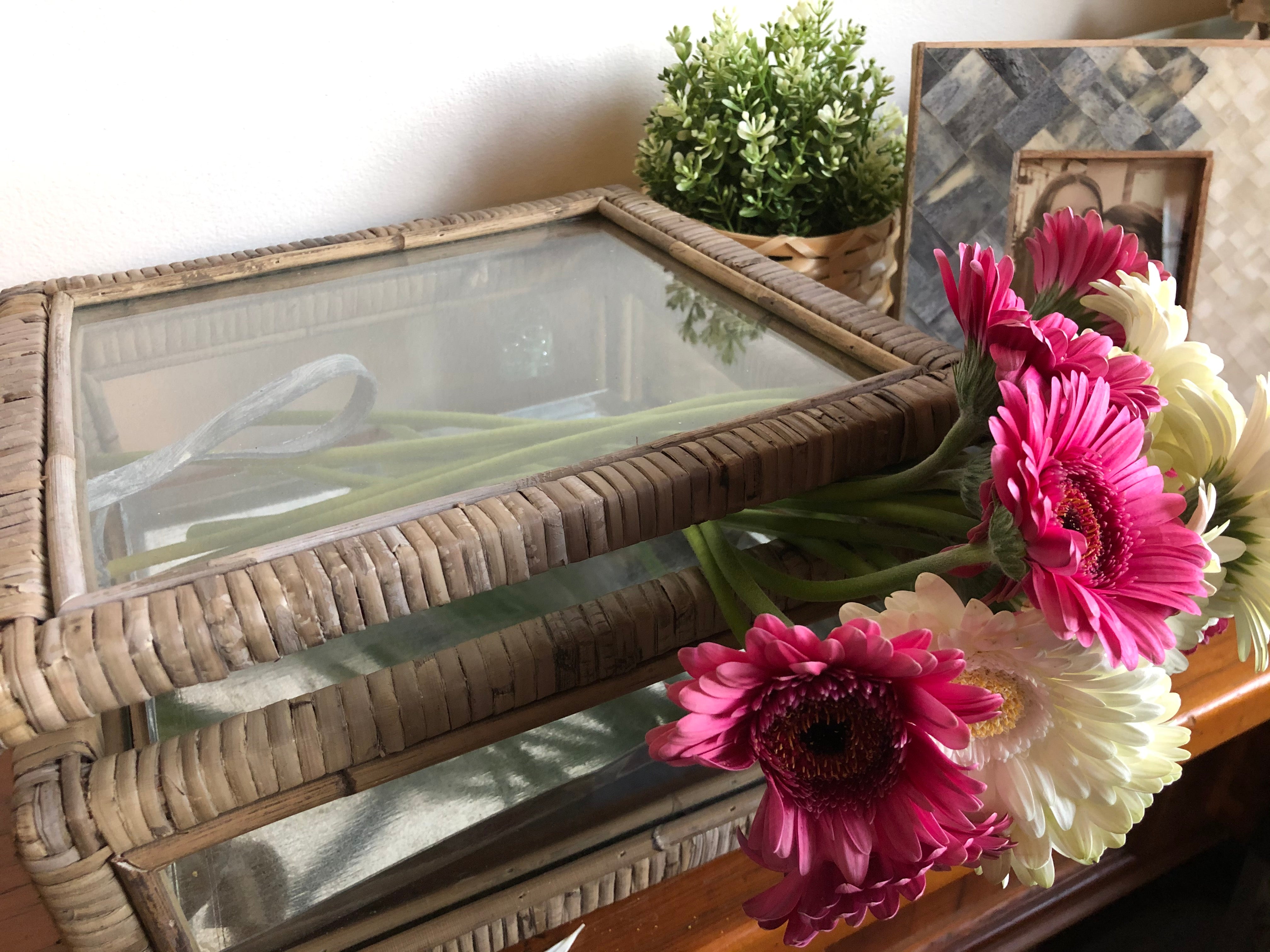 Rattan & Glass Display Box