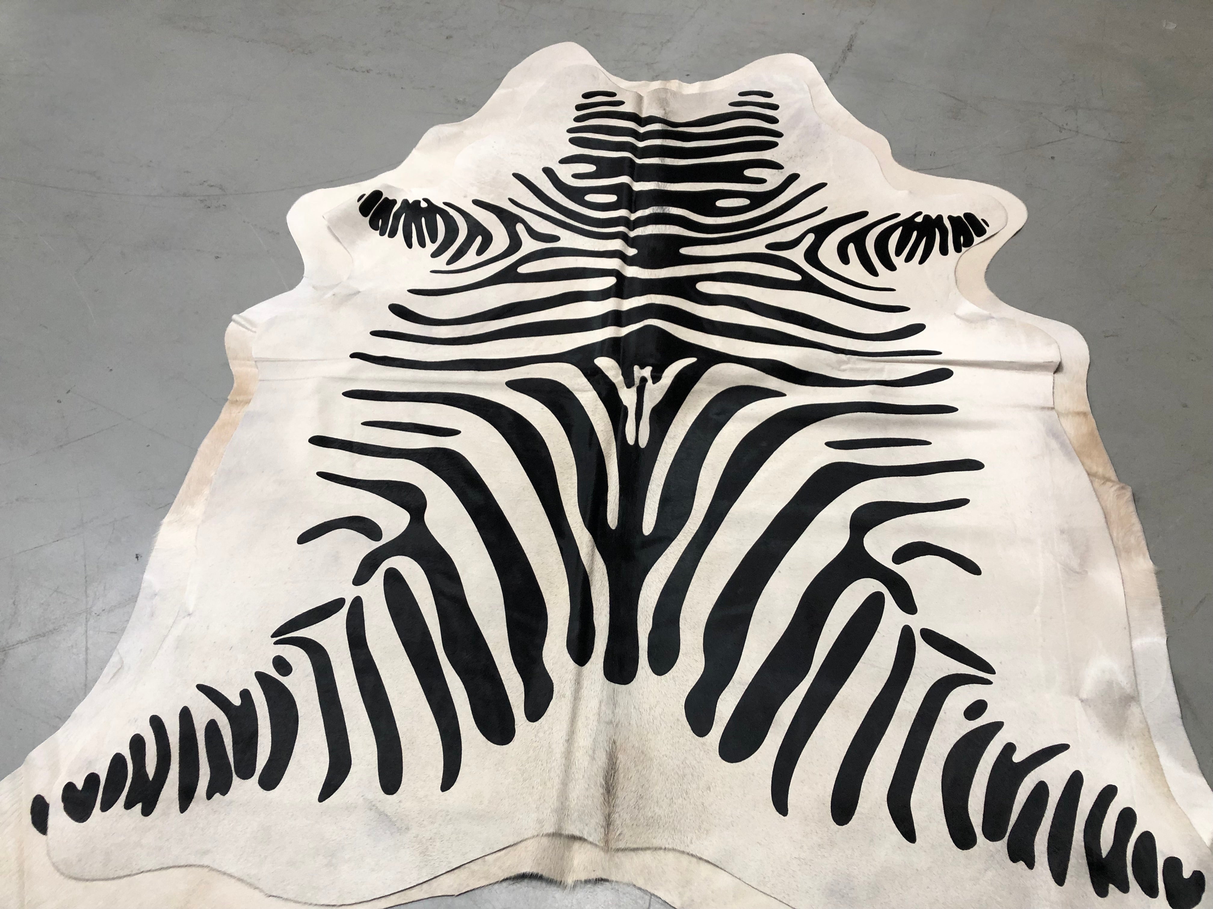 Zebra Print Cow Hide Rug