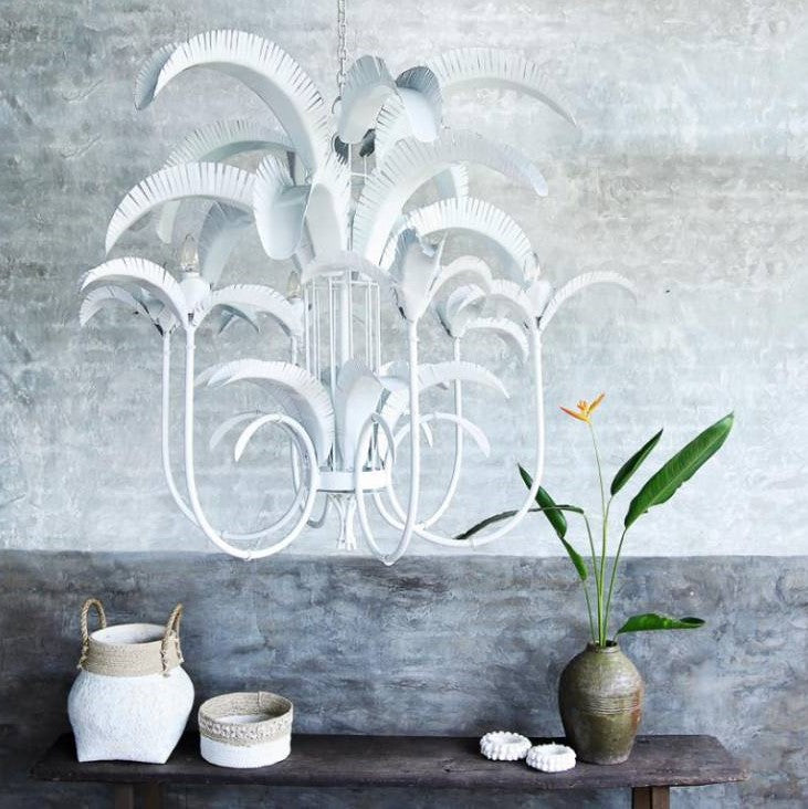 Cayman Island Palm Chandelier in White