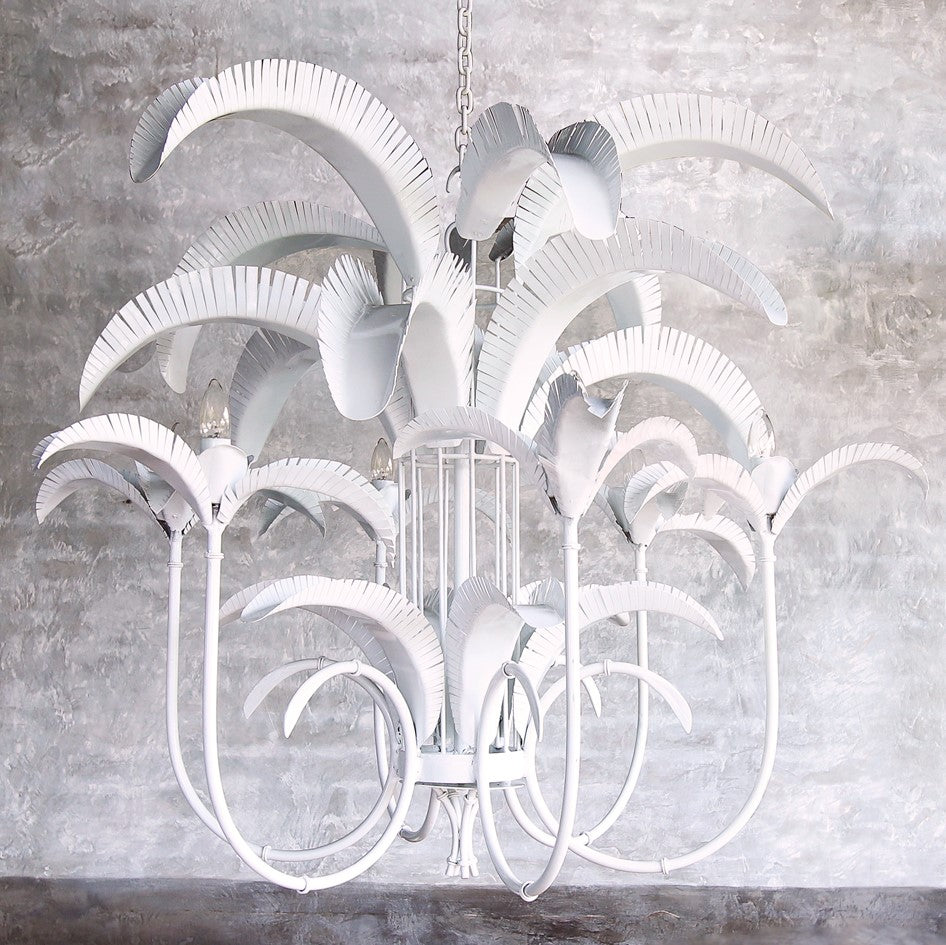 Cayman Island Palm Chandelier in White