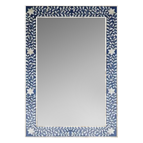 Bone Inlay Rectangular Mirror in Grey