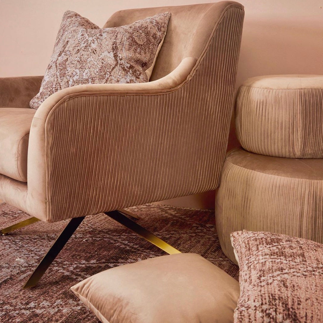Silvie Velvet Arm Chair in Taupe