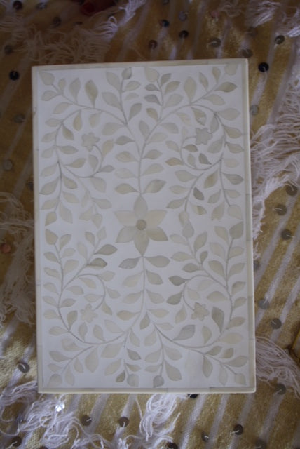 Zohi Interiors Signature Collection : Bone Inlay Large Box in Floral/White