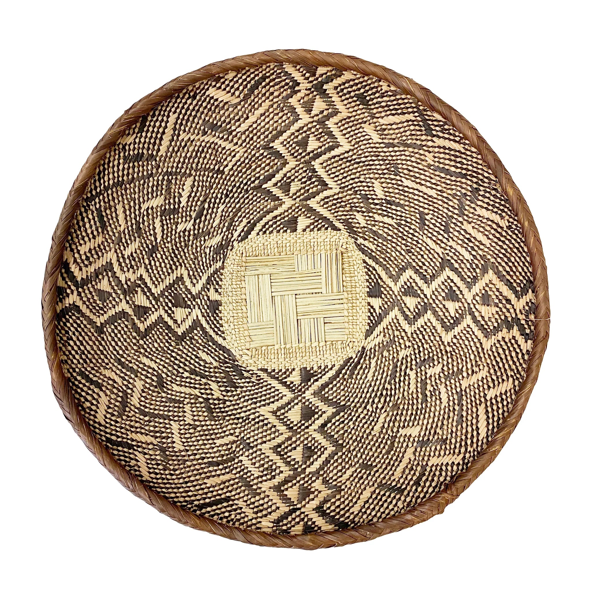 Brass and Bone Inlay Chapati Box with Diamond Design