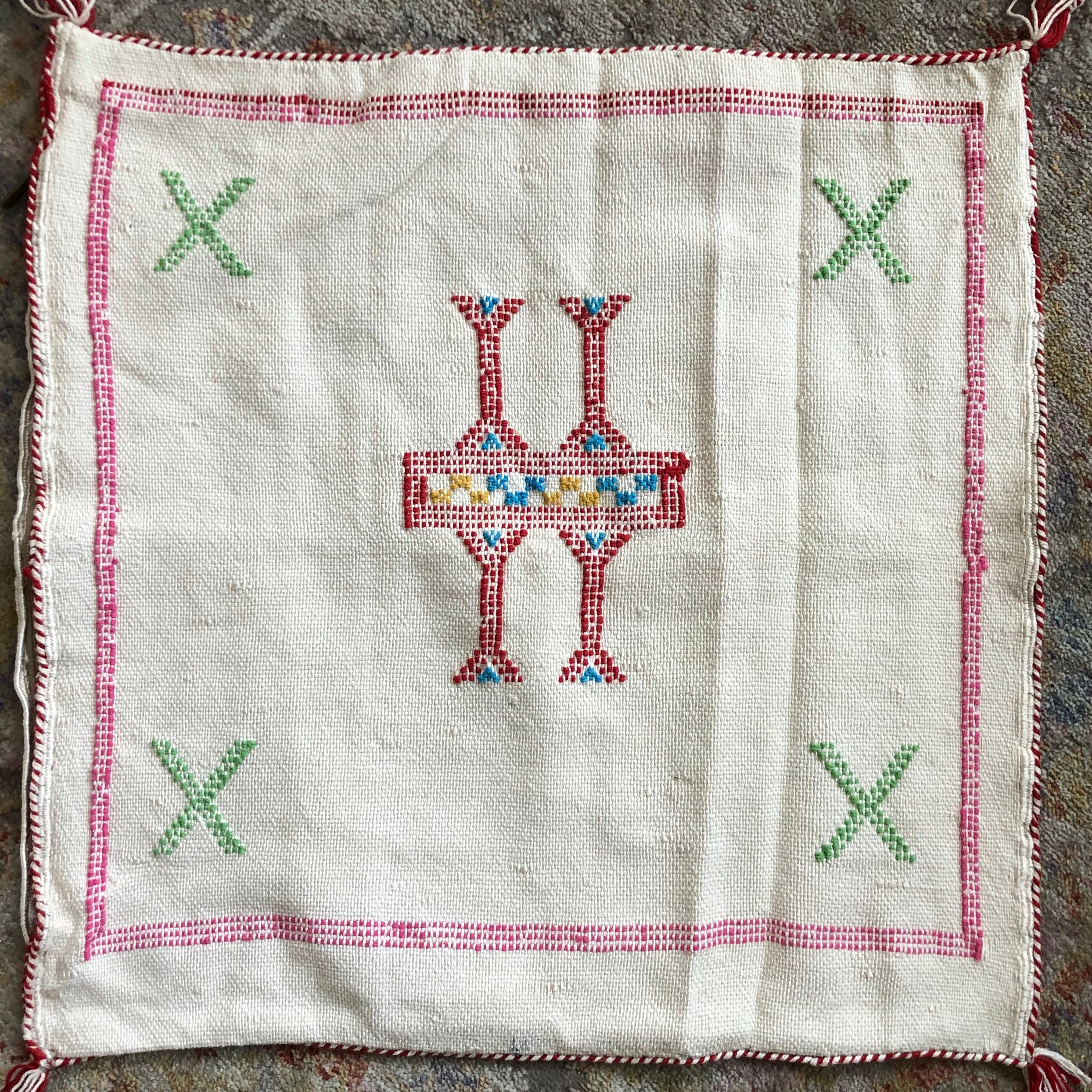 Genuine Moroccan Cactus Silk Pillow in Ivory II