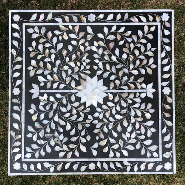 Mother of Pearl Inlay 3 Drawer Chest in Grey