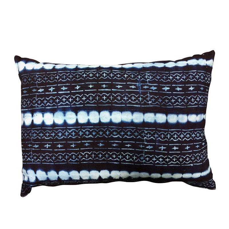Mud Cloth Lumbar Cushion in Indigo