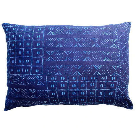 Authentic Mudcloth Lumbar Cushion in Indigo