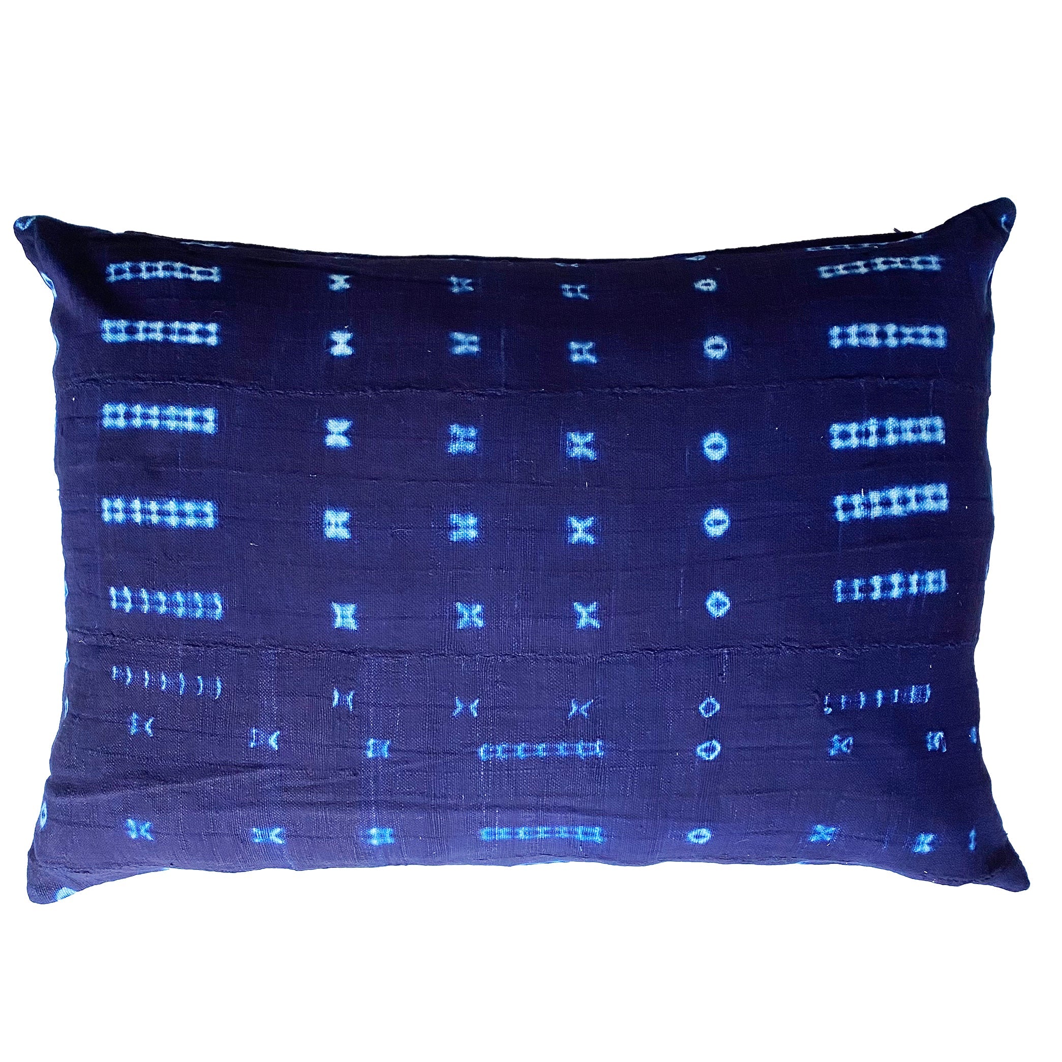 Authentic Mudcloth Lumbar Cushion in Indigo