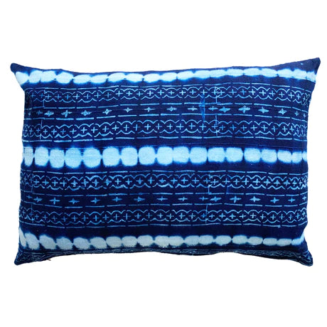 Authentic Mudcloth Lumbar Cushion in Indigo
