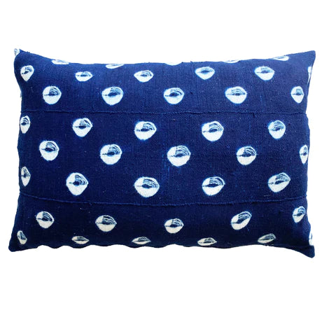 Authentic Mudcloth Lumbar Cushion in Indigo