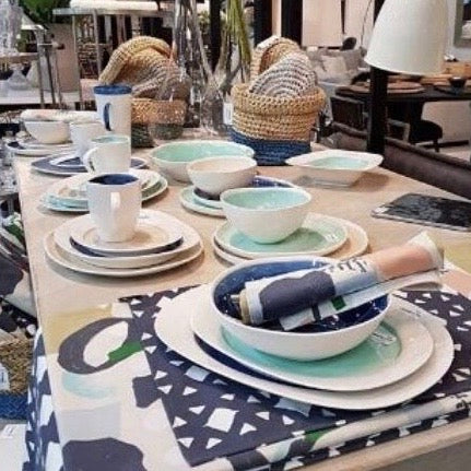 Hand Painted Plate in Aqua