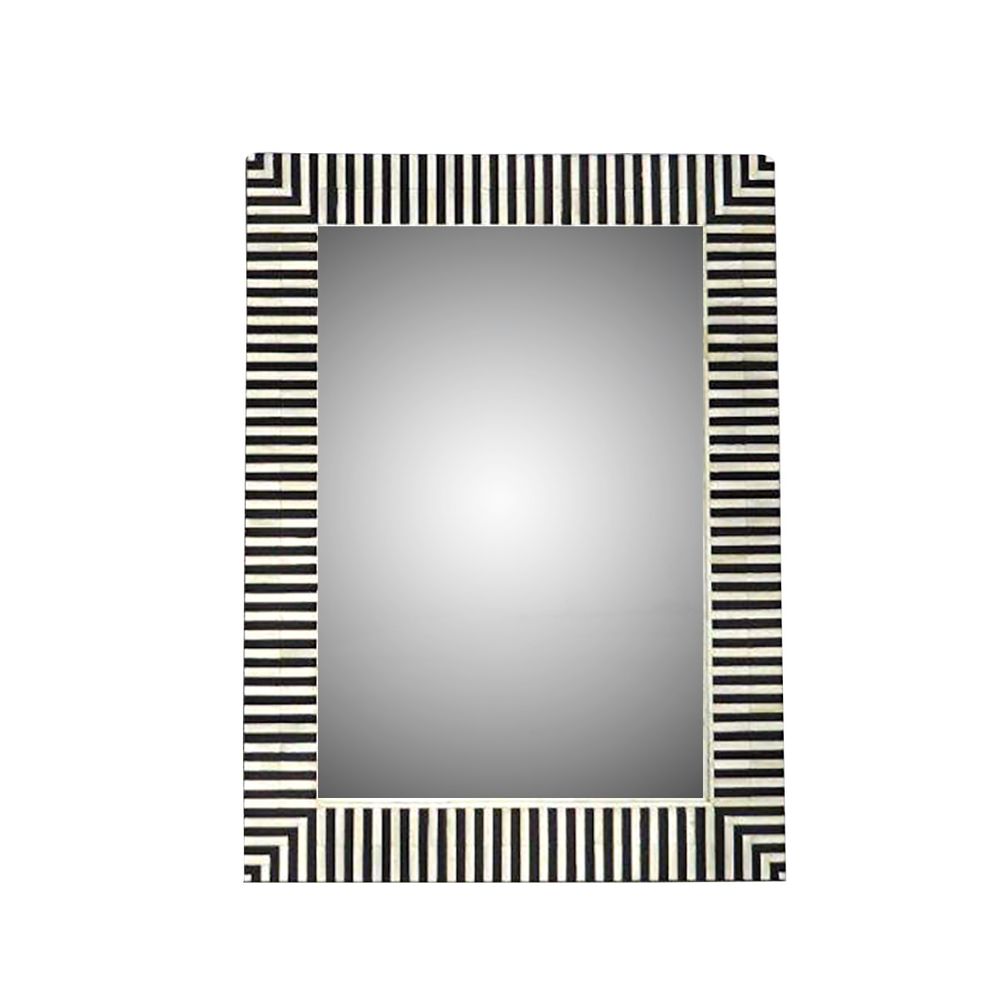 Indi Bone Inlay Wall Mirror in Black