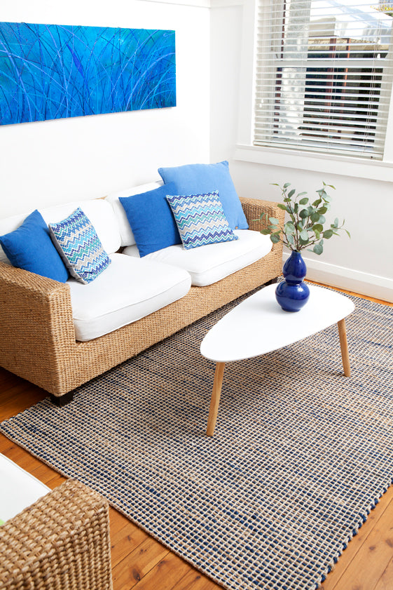 Iris Royal Blue Jute Rug