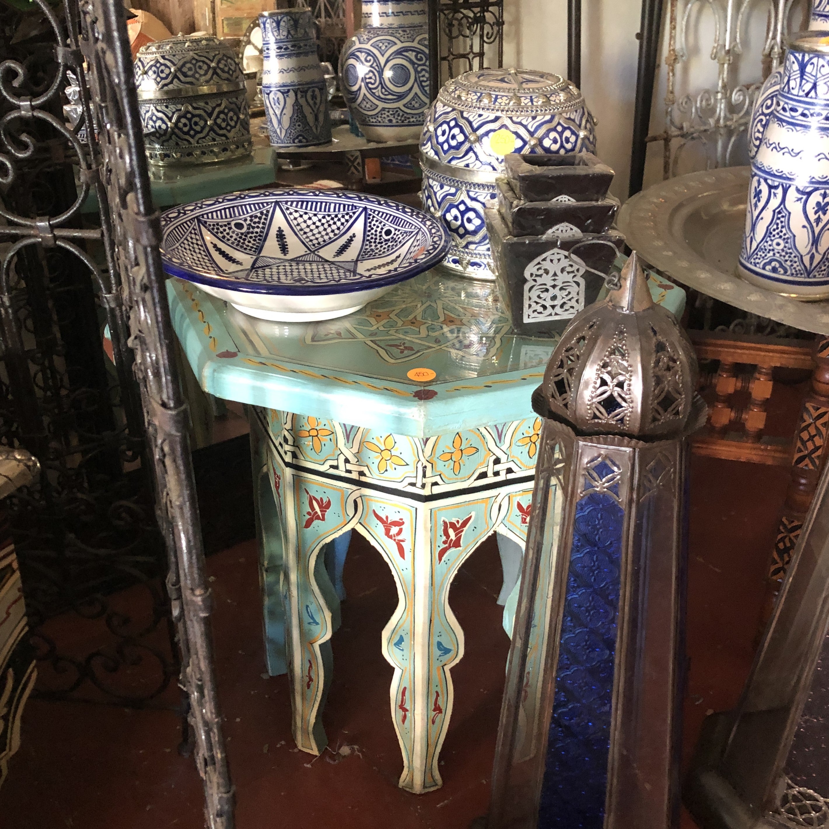 Handpainted Moroccan Octagonal Side Table