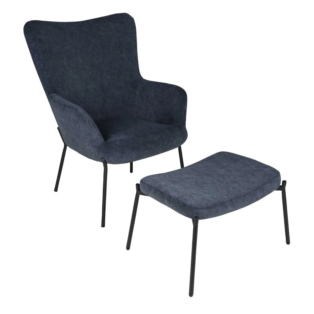 Justin Armchair with Stool in Navy