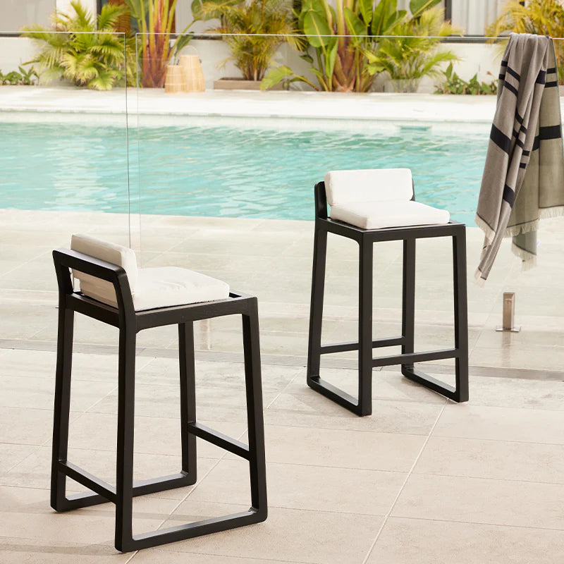 Balmoral Teak Outdoor Bar Stool in Black