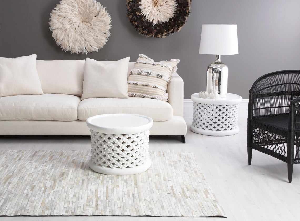 Laila Cow Hide Rug in White