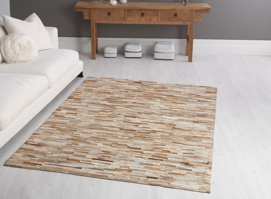 Laila Cow Hide Rug in Tan