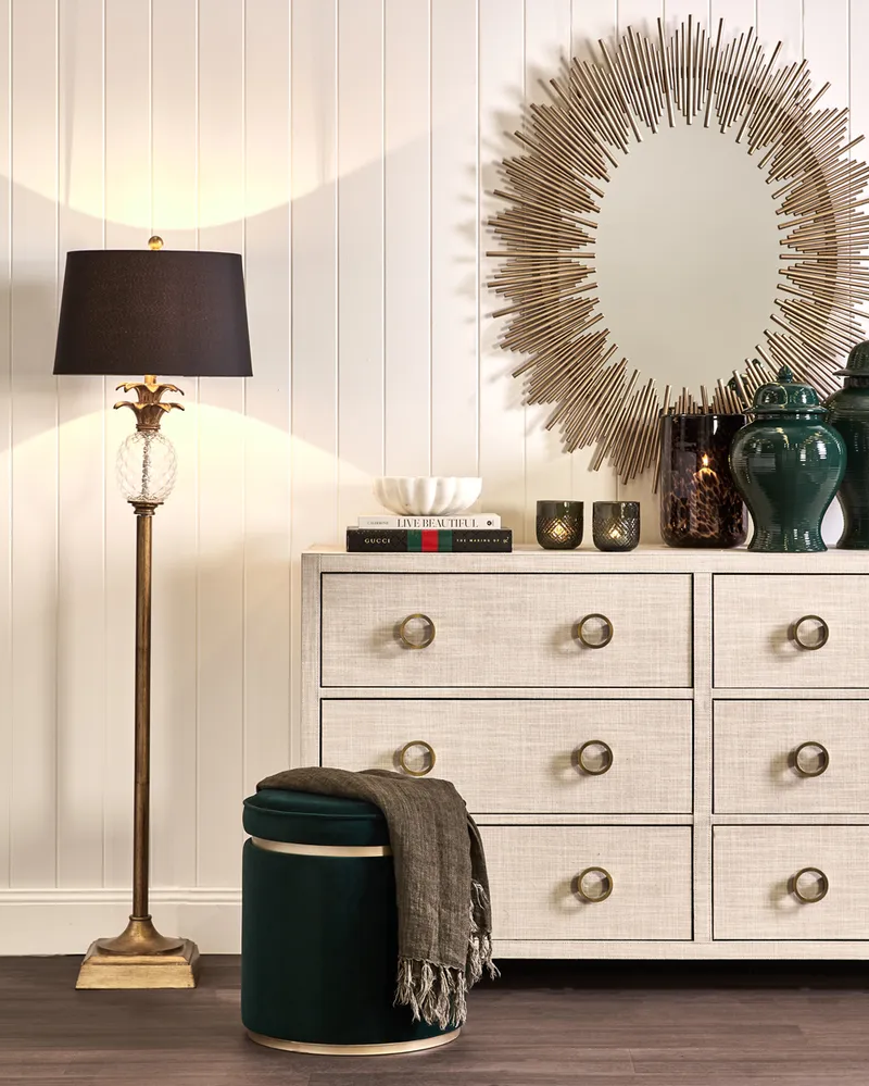 Langley Floor Lamp in Antique Gold