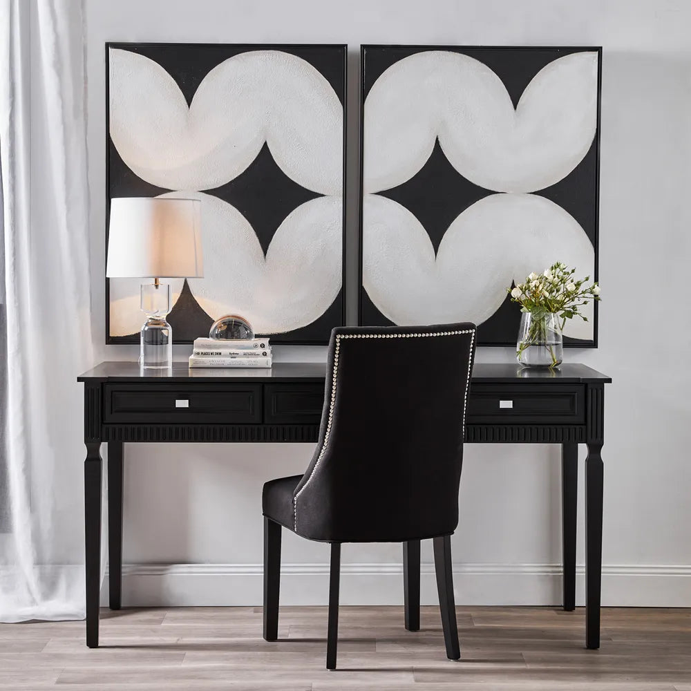 London Dining Chair in Black Linen - Set of Two