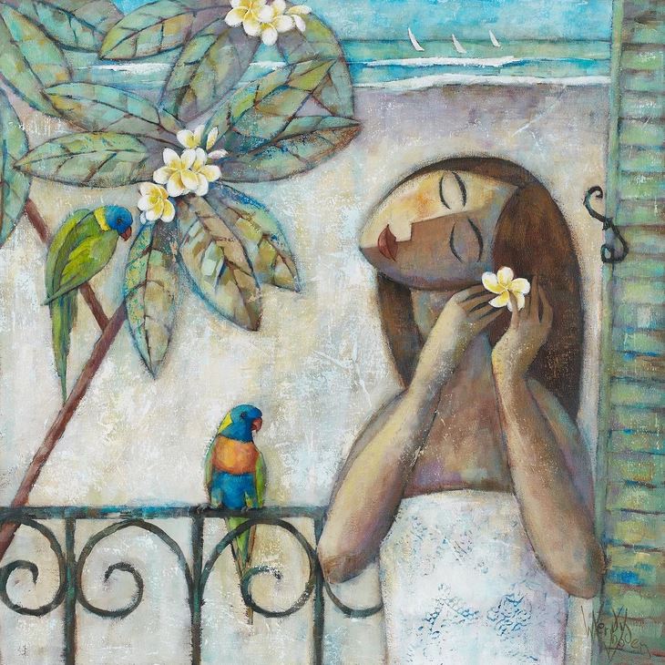Lorikeets And Frangipani Wall Art