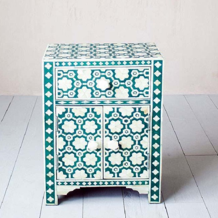 Bone Inlay Waterfall Console in Grey