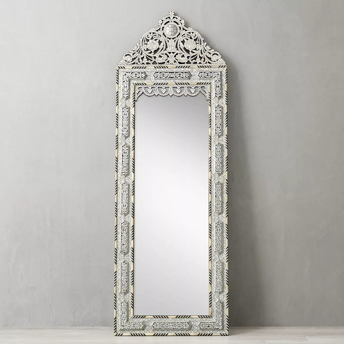 Crested Arabesque Inlay Mirror
