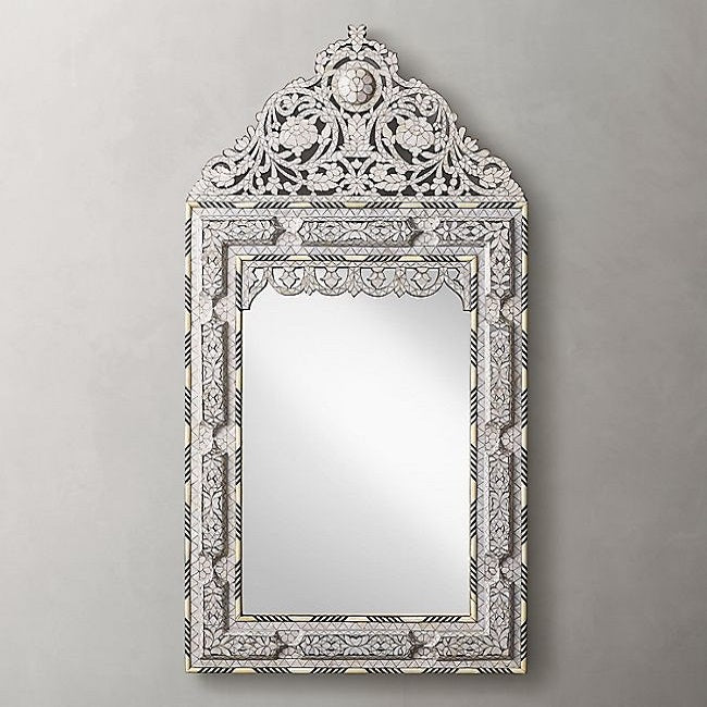 Bone Inlay Rectangular Mirror in Indigo