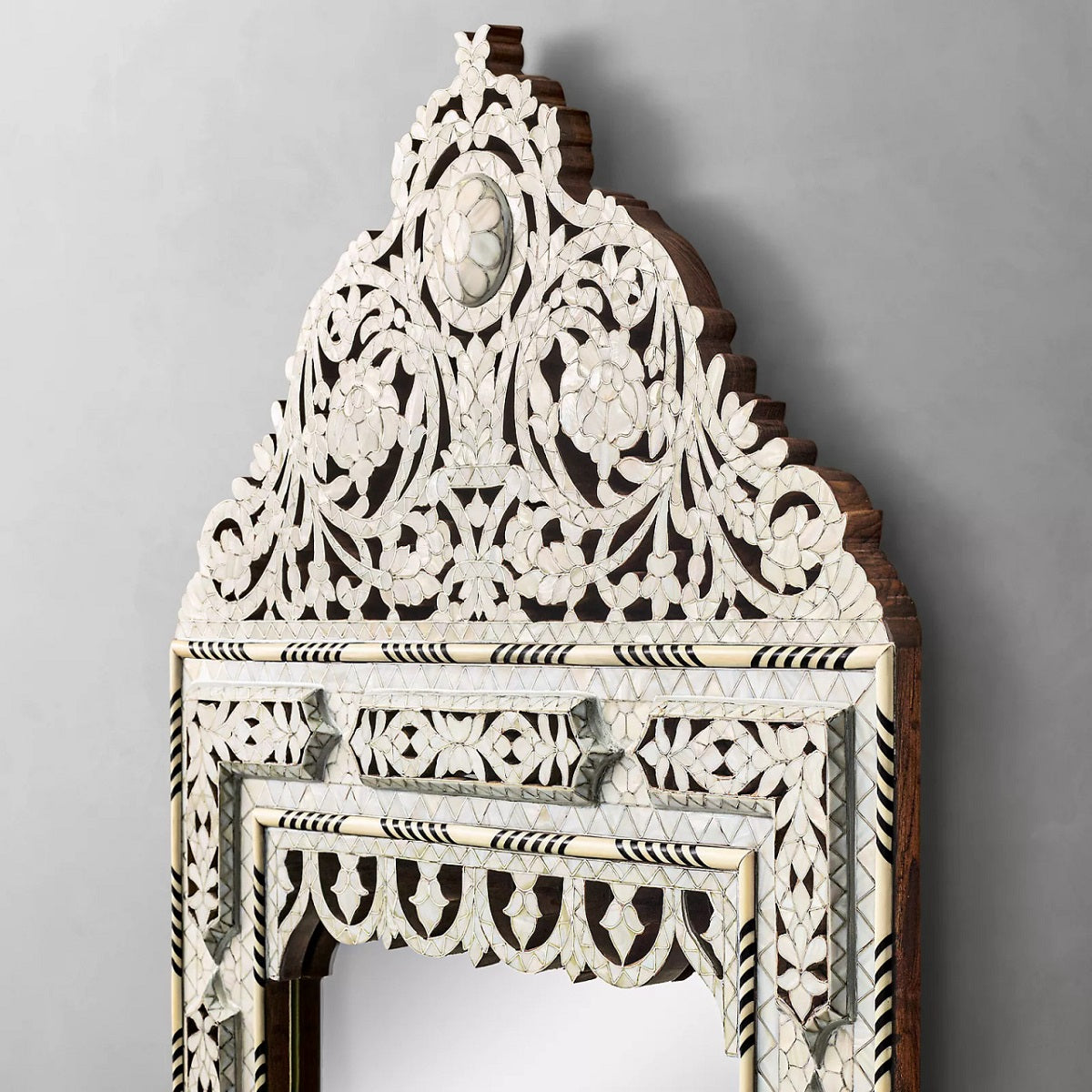 Bone Inlay Rectangular Mirror in Indigo