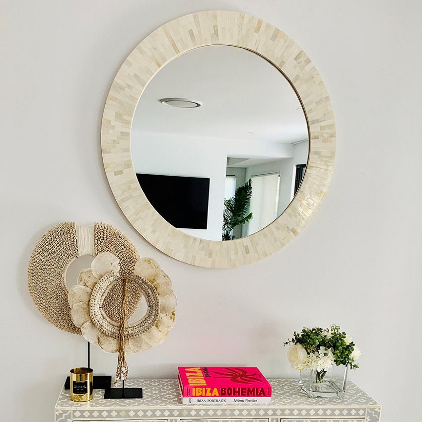 Double Framed Bone Parquetry Mirror