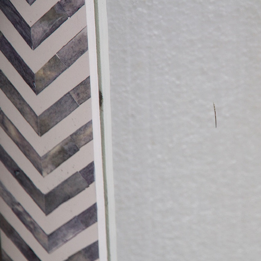 Bone Inlay Rectangular Mirror in Chequer Grey