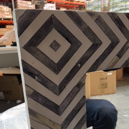 Bone Inlay Rectangular Mirror in Chequer Grey