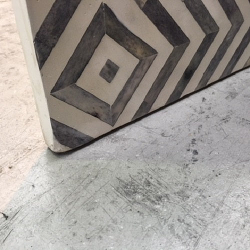 Bone Inlay Rectangular Mirror in Chequer Grey