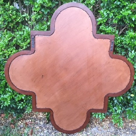 Indian Quatrefoil Bone Inlay Mirror in Natural