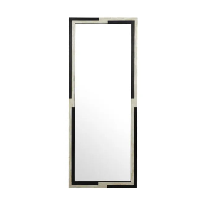 Bone Inlay Round Mirror in Black & White