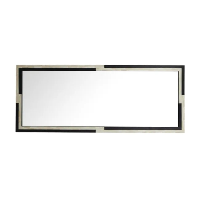Bone Inlay Round Mirror in Black & White