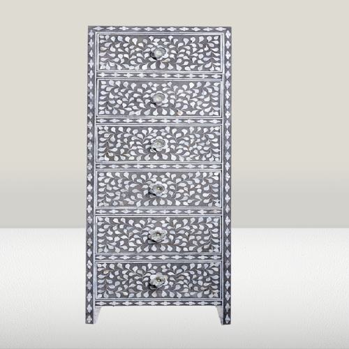 Mother of Pearl Inlay Lingerie Tallboy in White