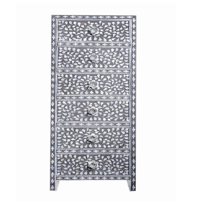 Mother of Pearl Inlay Lingerie Tallboy in White