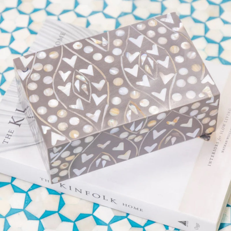 Mother of Pearl Vine Small Gift Box in Charcoal Brown