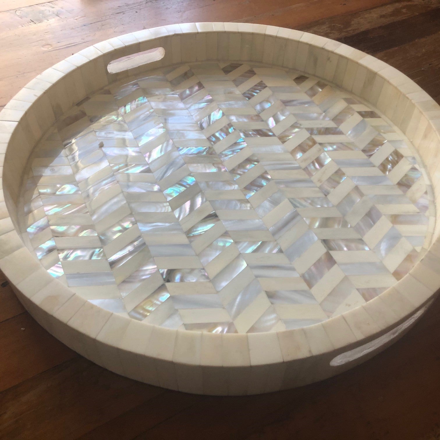 Zohi Interiors Signature Collection : Mother of Pearl Inlay Large Box in Floral/Blue