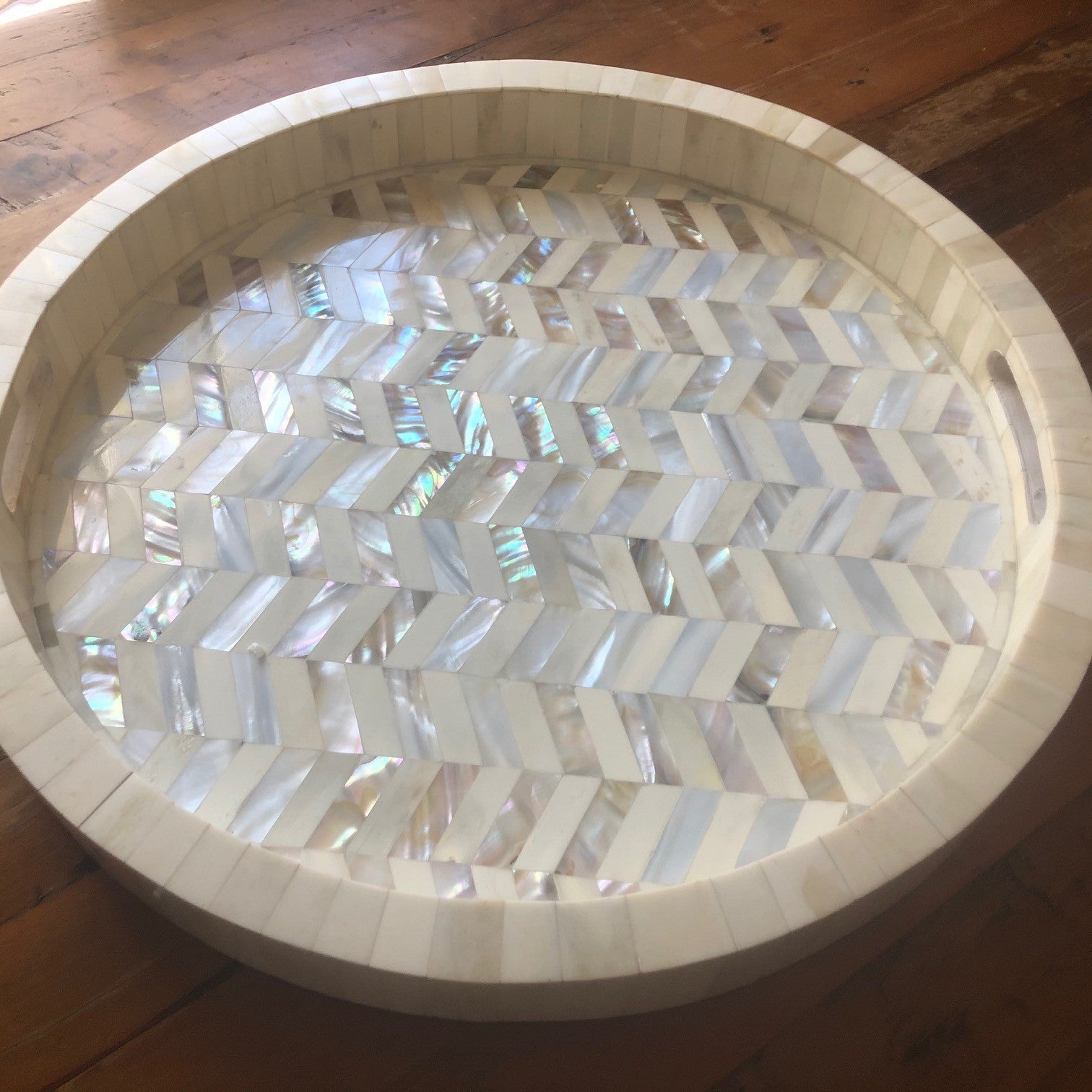 Zohi Interiors Signature Collection : Mother of Pearl Inlay Large Box in Floral/Blue
