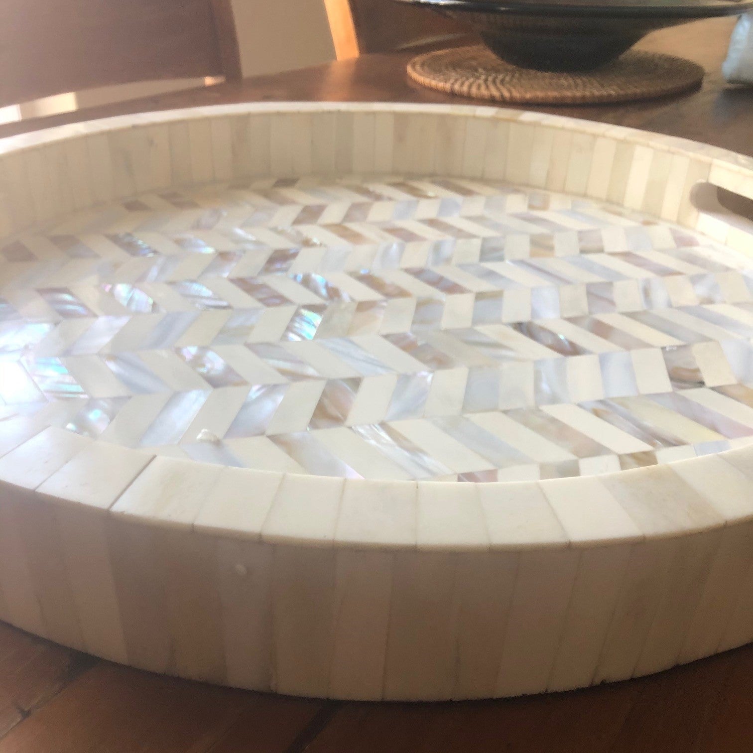 Zohi Interiors Signature Collection : Mother of Pearl Inlay Large Box in Floral/Blue