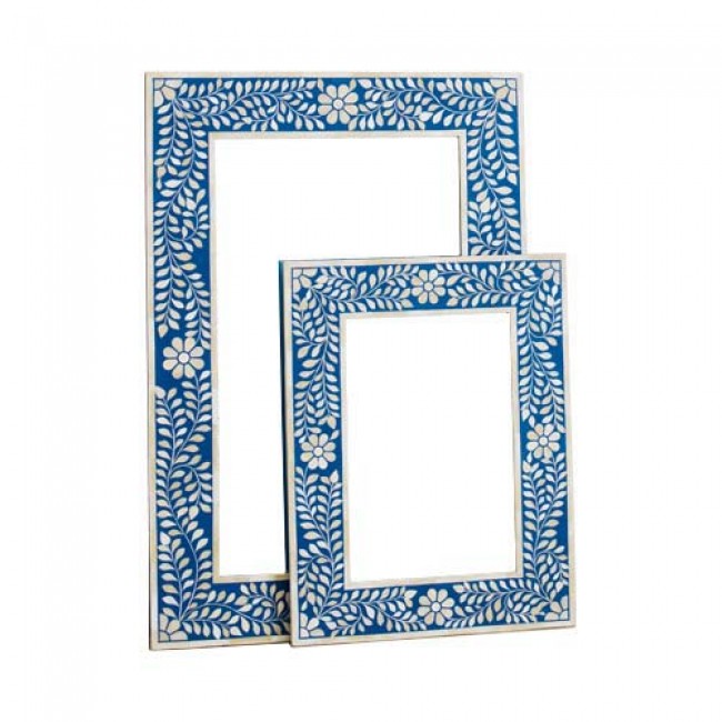 Bone Inlay Rectangular Mirror in Grey