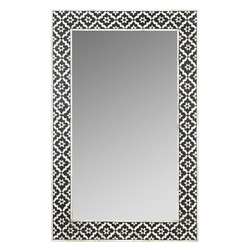 Bone Inlay Rectangular Mirror  in Chevron Grey