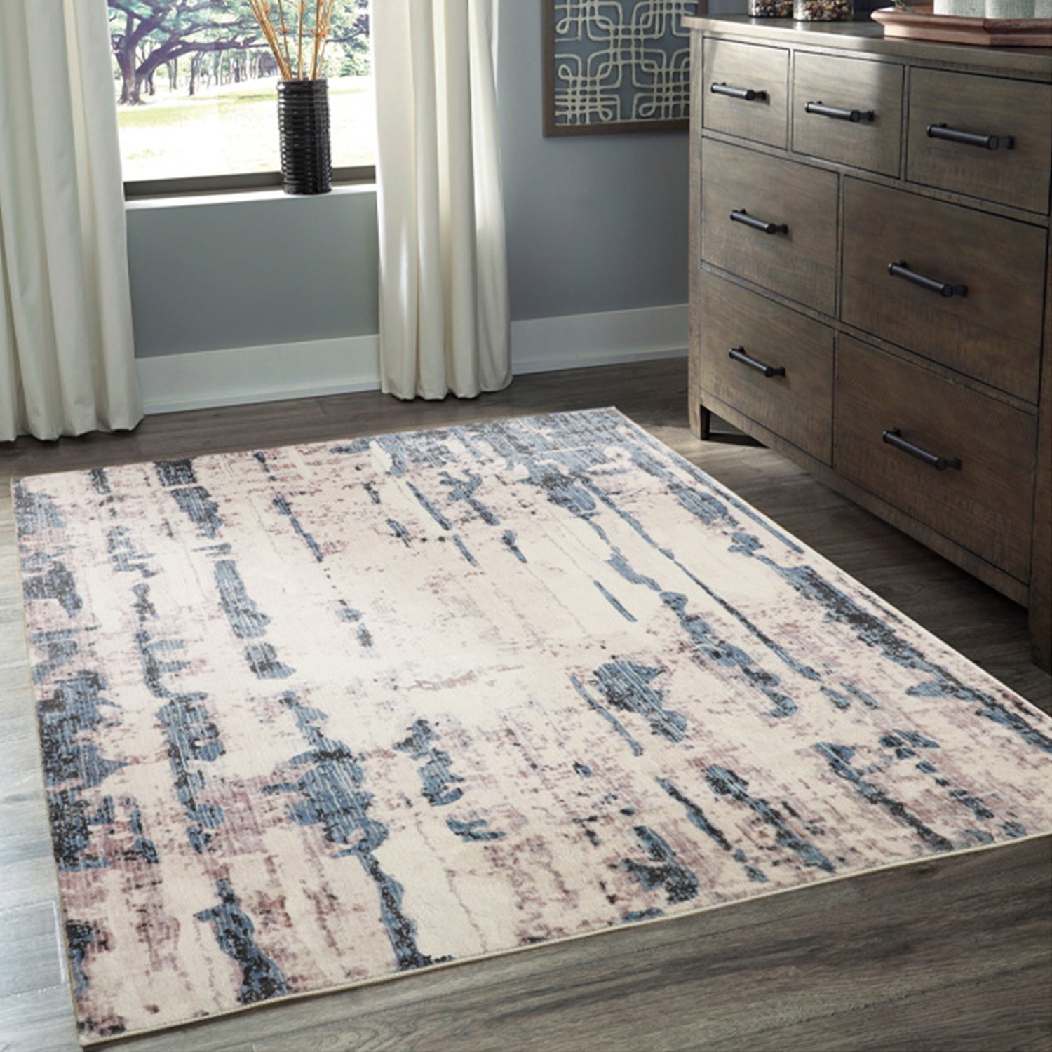 Anini Machine Washable Rug in Blue