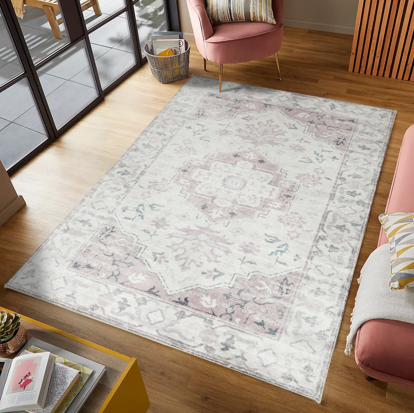 Shay Machine Washable Rug in Coral